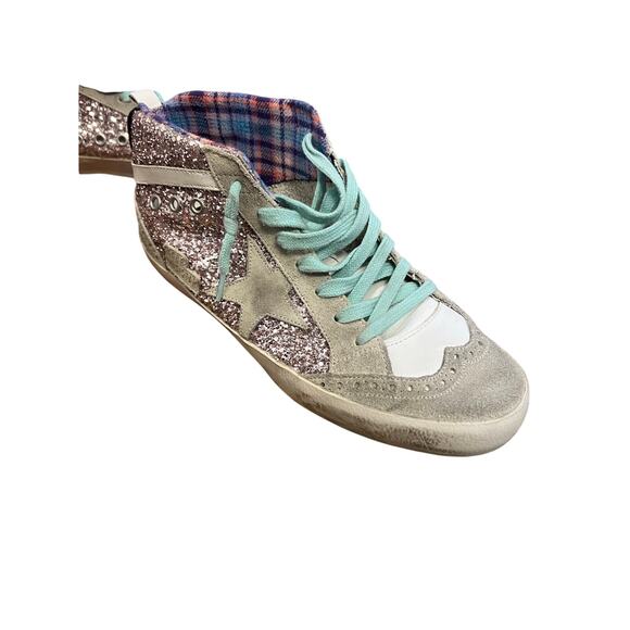 Golden Goose Mid Star Glitter Sneakers Pink Blue Size 39 US 9 - Picture 9 of 9